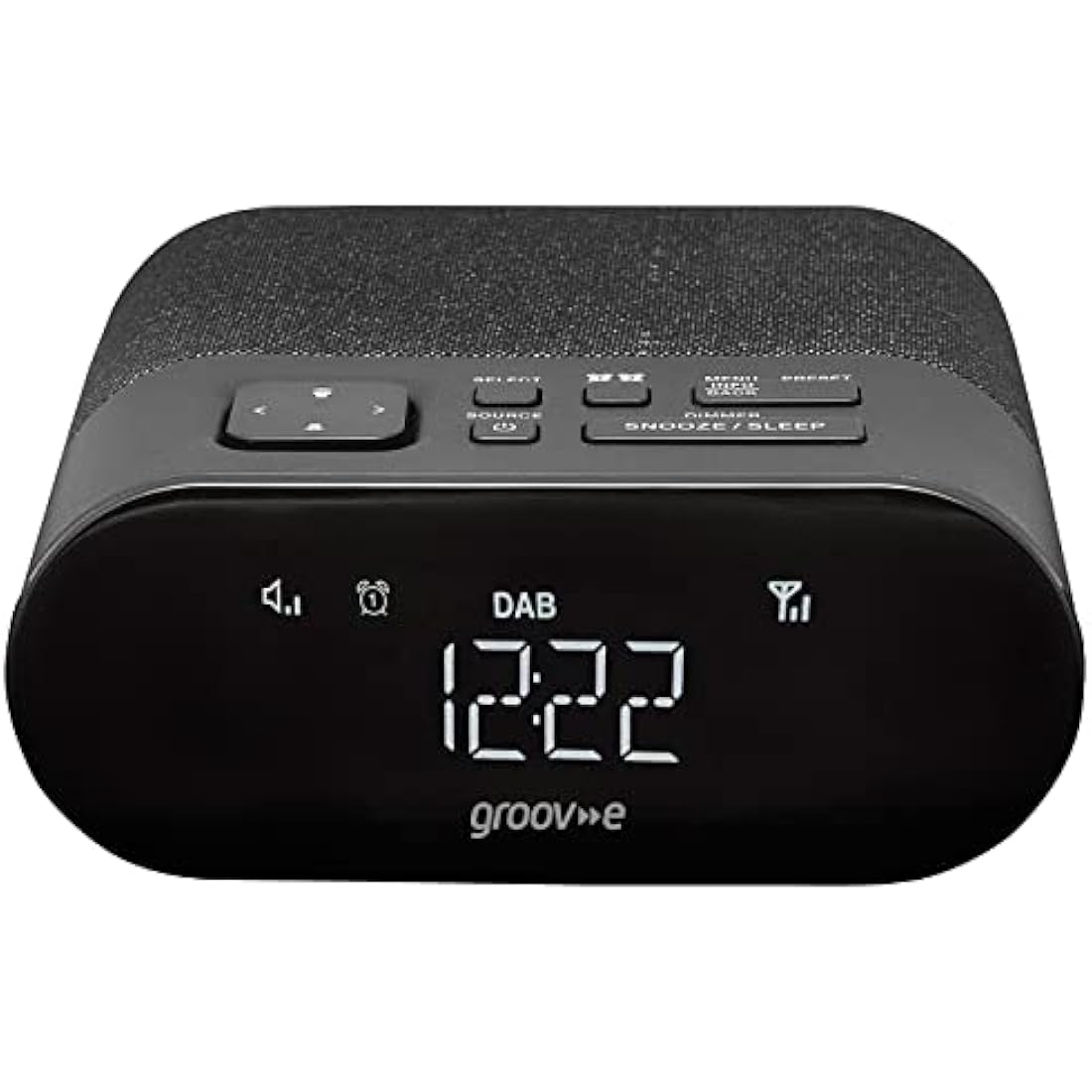 Groov-e Roma DAB & FM Clock Radio - Alarm Clock with USB Charging Port - LED Display - Mains Operated - Portable Radio - 40 Preset Stations - Black