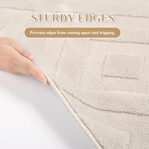 Enyhom Machine Washable Area Rug, 160 x 220 cm Large Soft Geometric Rugs for Bedroom Modern Design Cream Rugs Living Room Non Slip Carpet Stain