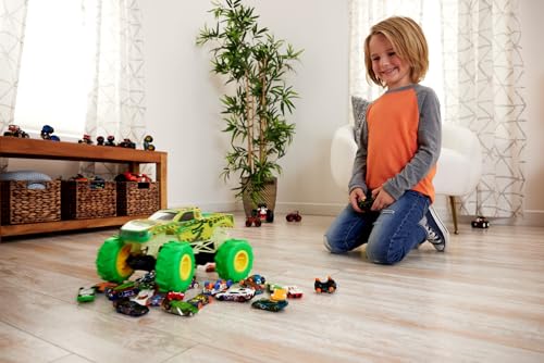 Hot Wheels Monster Trucks Remote Control Car, 1:15 Scale Mega-Wrex Alive Battery-Powered RC Vehicle with Lights & Sounds, JBD90