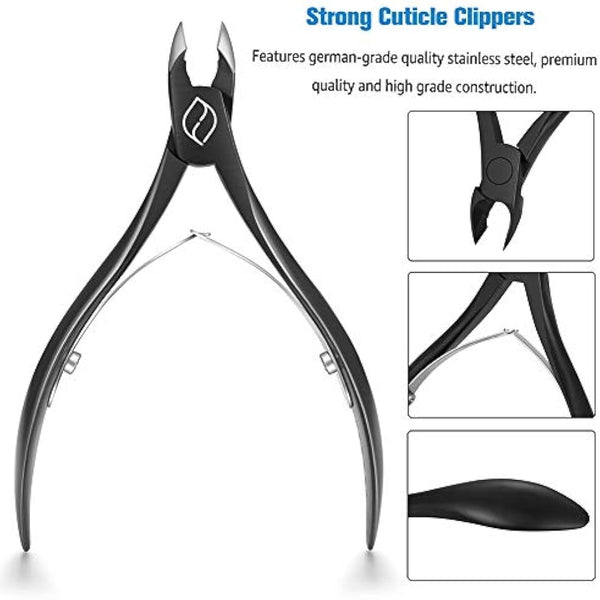 FERYES Cuticle Nippers, Cuticle Cutter and Remover with Cuticle Trimmer for Dead Skin - Professional Manicure Tools and Cuticle Clippers- Stainless Steel