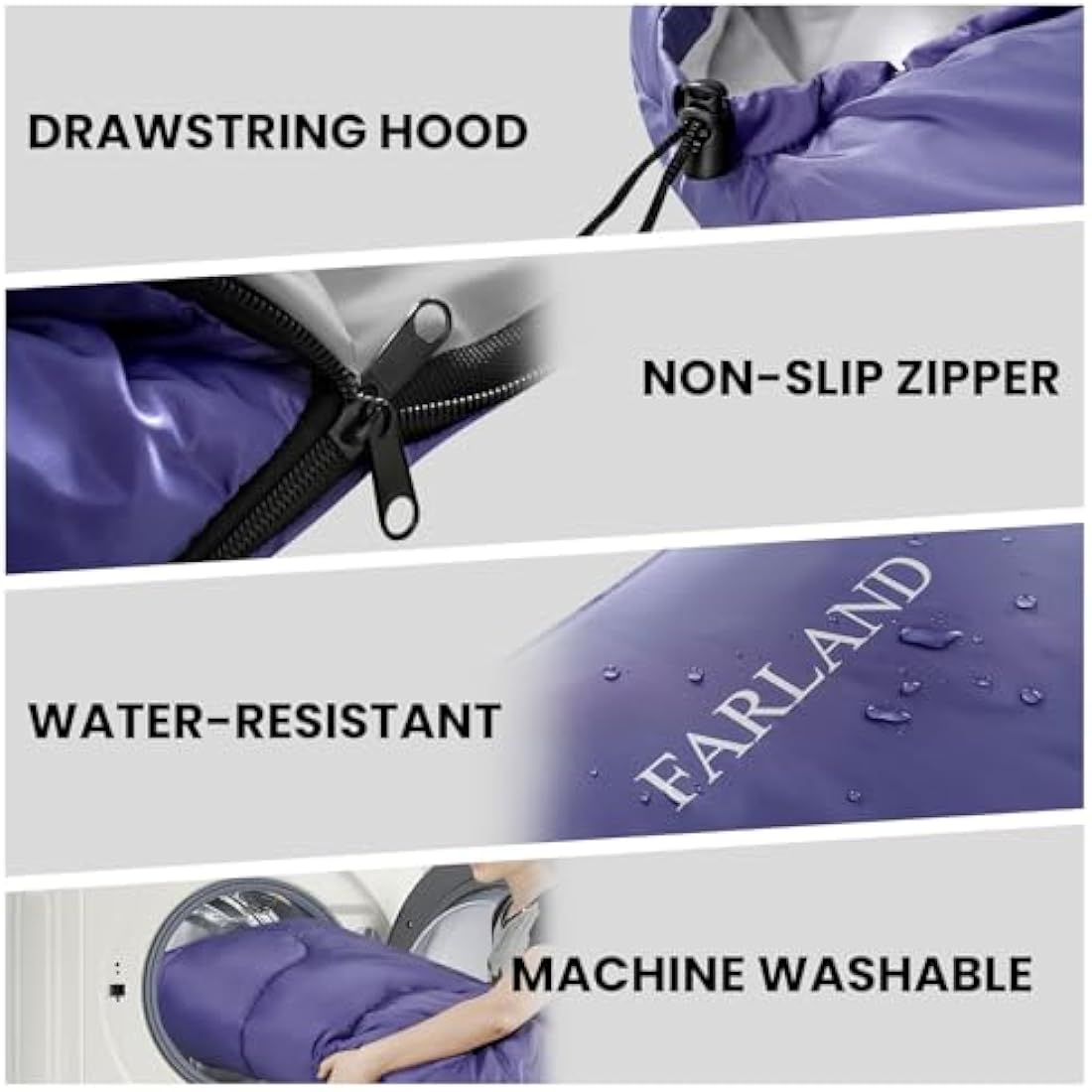 FARLAND Sleeping Bags 20 for Adults Teens Kids with Compression Sack Portable and Lightweight for 3-4 Season Camping, Hiking,Waterproof, Backpacking and Outdoors