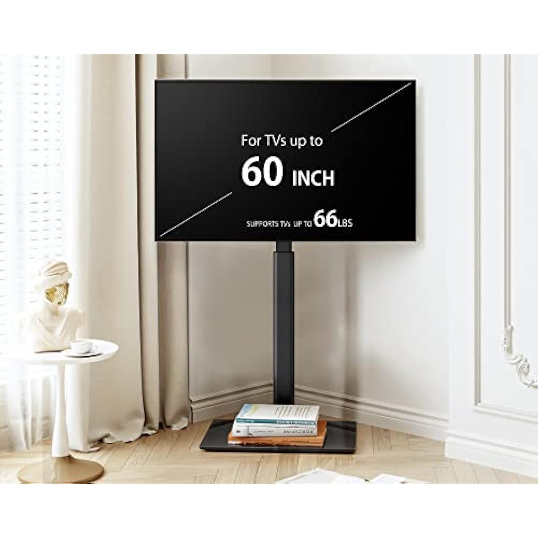 FITUEYES TV Floor Stand for 32 to 60 inch TVs, Floor Standing TV Stand with Swivel Bracket, Height Adjustable, Holds 30kgs, Max VESA 600x400mm Black