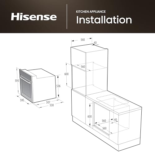 Hisense BI64211PB 77 Litre Built In Electric Single Oven With Pyrolytic Cleaning, Pizza Mode, Multiphase Cooking- Black 22x23x23 inches (LxWxH) - A+ Rated, Extra Large