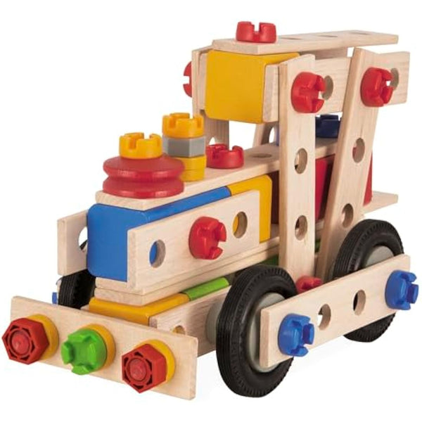Eichhorn Constructor Crane, Versatile Wooden Toy, 170 Components, 5 Different Constructions, for Children from 6 Years