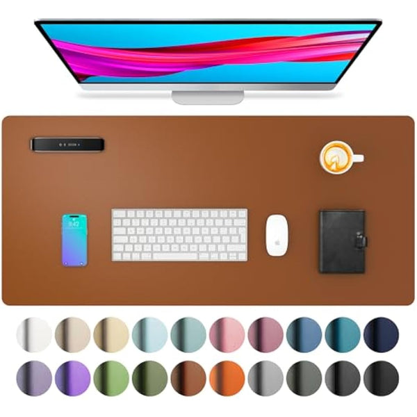 Leather Desk Pad Protector,Mouse Pad,Office Mat,Non-Slip PU Blotter,Laptop Pad,Waterproof Writing for Office and Home (80cm x 40cm, Brown)