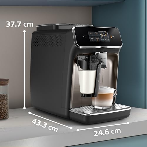PHILIPS 5400 Series Bean to Cup Coffee Machine – 12 Coffee Varieties, LatteGo Milk Frother, Fastest-to-Clean, Ceramic Grinder, Fully Automatic Espresso & Cappuccino maker – Black, Silver (EP5446/70)