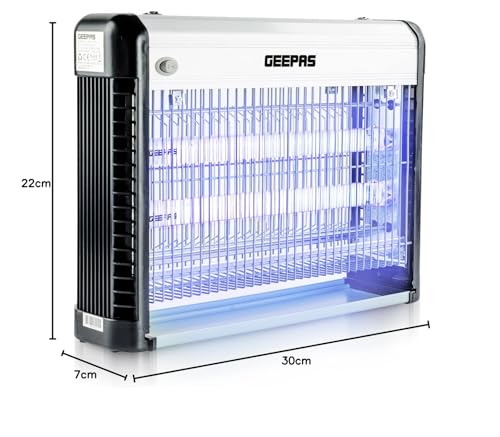 Geepas Electric Fly Killer & Bug Zapper | Powerful UV Light Indoor Insect Trap for Flies, Mosquitoes, Wasps | 50M² Coverage | Odourless & Low Noise | Plug-in Eco-Friendly Pest Control 20W