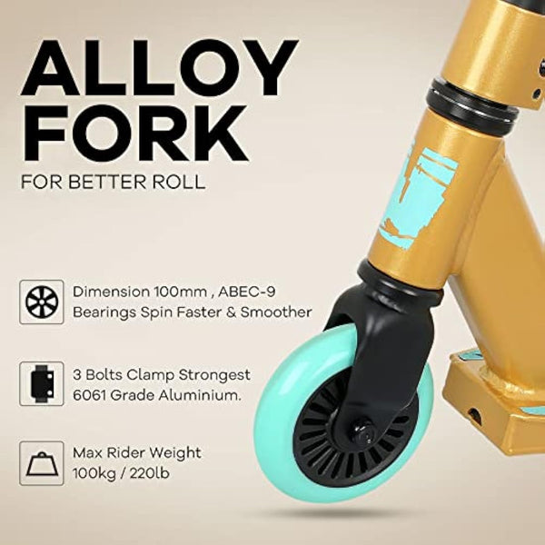 Joycruise Stunt Scooter Pro Trick Scooters for Kids & Teenagers Age 6+ Boys Girls, Kick Freestyle Beginner Scooter 360° Spin Handlebar, Robust Aluminum Frame 100mm Smooth Wheels