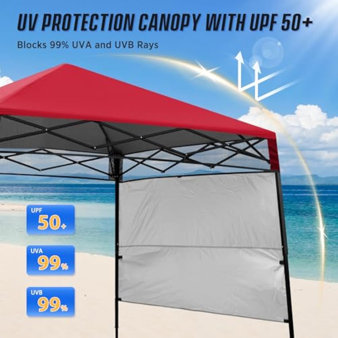 EAGLE PEAK Day Tripper 2.5m x 2.5m Slant Leg Lightweight Compact Portable Canopy w/Backpack Easy One Person Set-up Folding Shelter and 36 Square Feet of Shade (Red)