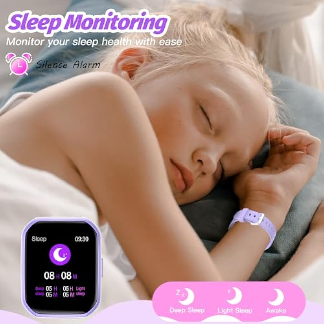 Kids Smart Watch for Girls,IP68 Waterproof Kids Fitness Tracker Watch with 1.5 Inch DIY Face,Heart Rate Sleep Monitor,19 Sport Modes,Calories Counter,Alarm Clock,Great Gifts for Children 6+ (Purple)
