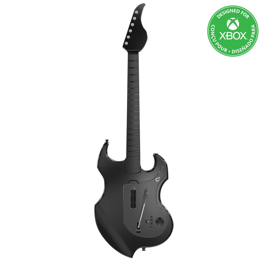 PDP RIFFMASTER Wireless Guitar Controller for PlayStation 5 and PlayStation 4, PS5/PS4, Rock Band 4, Audio Jack, Rechargeable Battery, Officially Licensed by Sony - Black