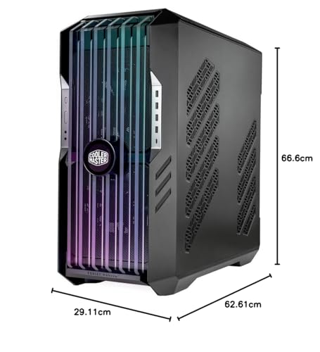 Cooler Master HAF 700 PC Case - Full-Tower, E-ATX Compatible, 5 x Pre-Installed Fans, Rotatable Radiator Bracket, TG Side Panel, Tool-Free Design, ARGB Controller Included