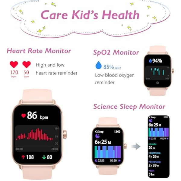 KALINCO Kids Smart Watch for Boys Girls Teens, IP68 Waterproof Swimming Smartwatch, 1.8'' Fitness Activity Tracker Watch with 100 Sports Modes, Make Call/Answer, Connected GPS