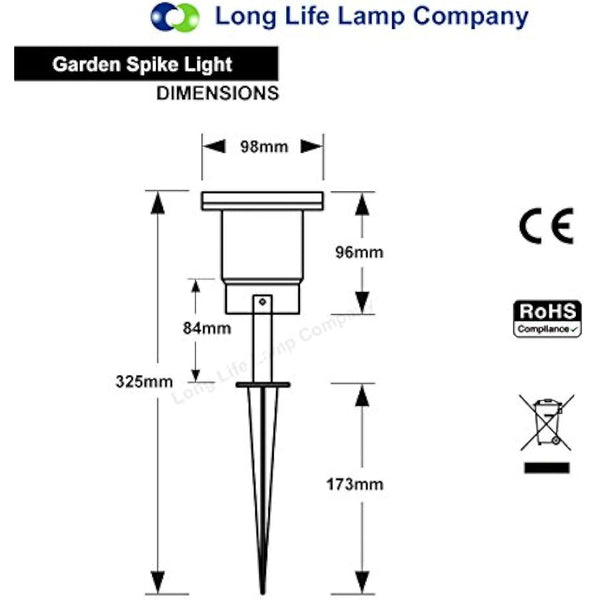 4 Pack GU10 Outdoor Garden Spike Ground Mount or Watt Light IP65 Matt Black SPBLK04