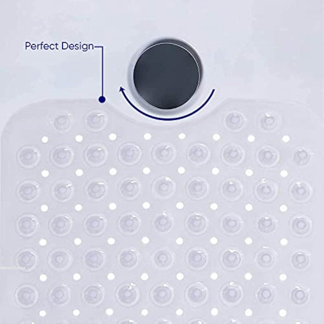 MOONLIGHT20015 Shower Bath Mat Non Slip Anti Mould & Mildew with Strong Suction Cups Grip and Drain Holes Soft Rubber Shower Mats - PVC Bathroom Mat Machine Washable (100x40cm, Clear)