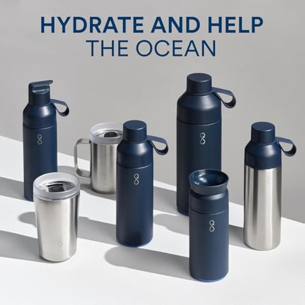 Ocean Bottle - Recycled Stainless Steel Bottle - Eco-Friendly & Reusable (Big 1l, Obsidian Black)