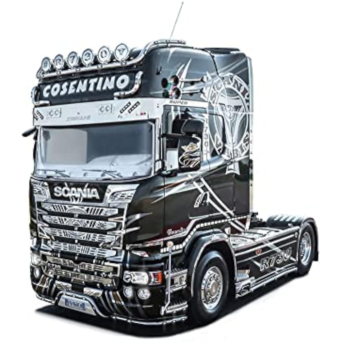 ITALERI 3952S - 1:24 Scania R730 Streamline Show Truck, Model Making, Kit, Stand Model Making, Crafts, Hobby, Gluing, Plastic Kit, Detailed, Unisex Adults, Black
