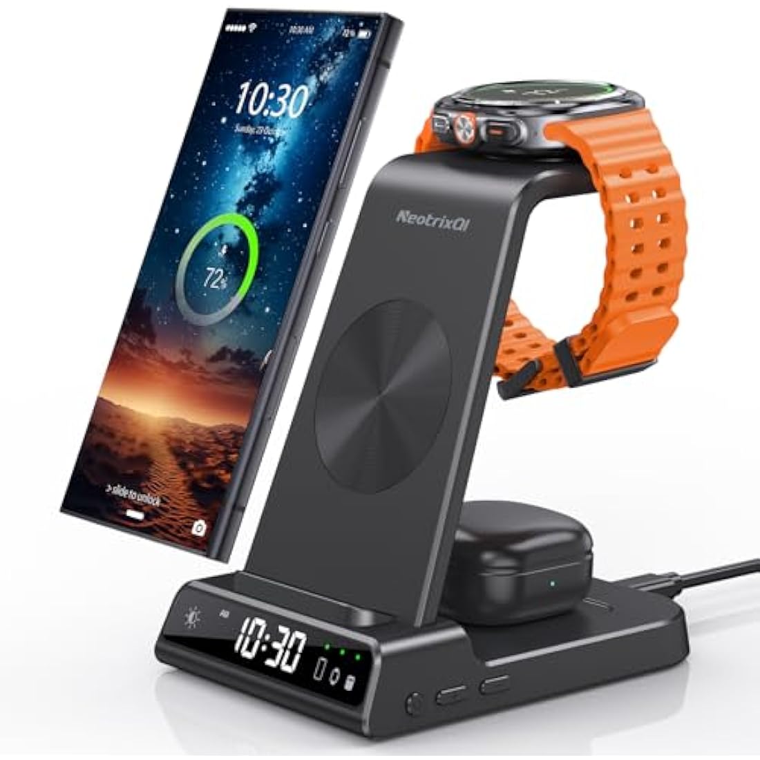 Wireless Charger for Samsung Galaxy S25 Ultra Watch 7 Ultra, Samsung Charger for Galaxy Watch 6 5, 3 in 1 Android Phone Charging Station for S24 Z Flip 6 Galaxy Buds Pro 2