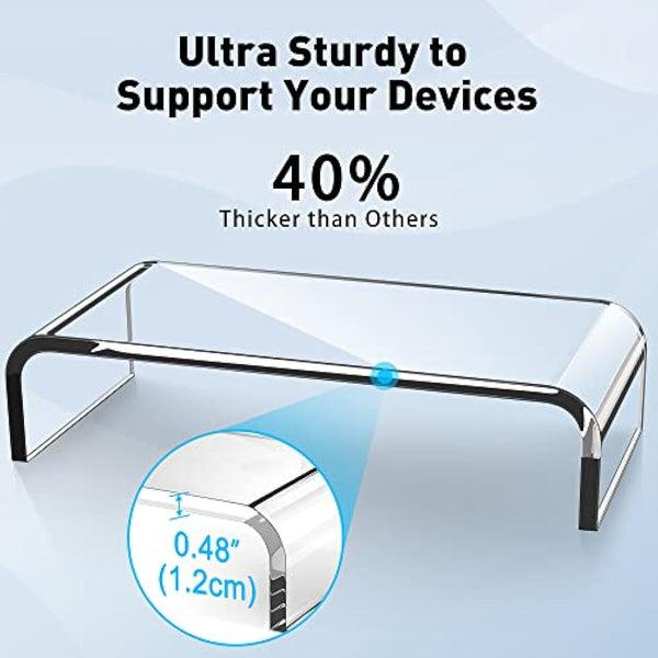 AboveTEK Acrylic Monitor Stand, Premium Large Monitor Riser 20 inch, Crystal Clear Acrylic Laptop Desk Stand for Home Office Printer TV Screen Keyboard Storage
