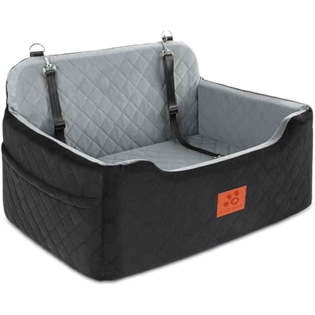 Dog Car Seat for Medium/Large Dogs, Dog Booster Seat for Dog Under 50lbs or 2 Small Dogs, Detachable and Washable Pet Car Seat, Multi-Functional Travel Dog Bed & Dog Sofa(Black/Grey)
