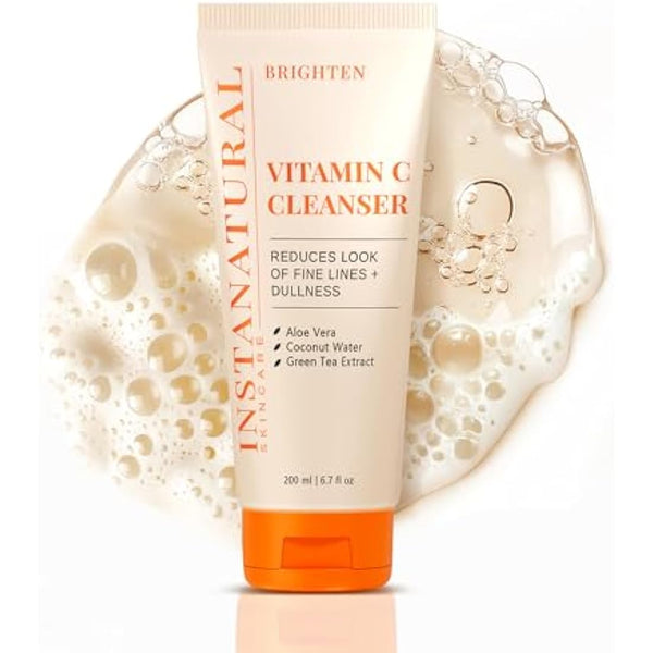 InstaNatural Vitamin C Facial Cleanser - Anti Aging, Breakout & Wrinkle Reducing Face Wash for Clear & Reduced Pores - With Organic & Natural Ingredients - For Oily, Dry & Sensitive Skin - 200 ml