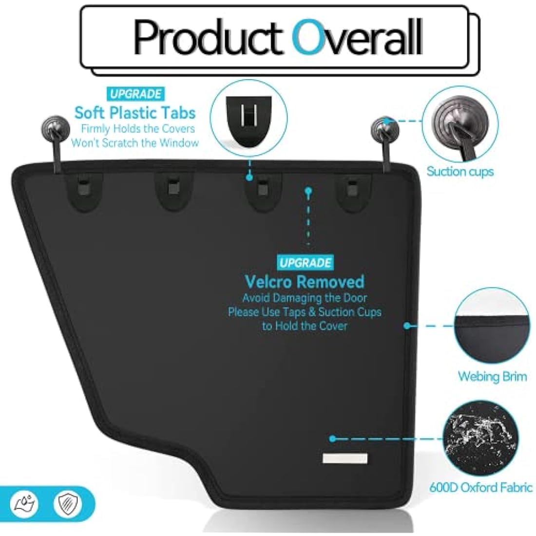 Durapower Dog Car Door Protector丨2 Pack Extra Big & Thick Anti Pet Scratching Waterproof Vehicle Door Covers Guard Truck Interior Panel Safe SUV Universal 600D Black