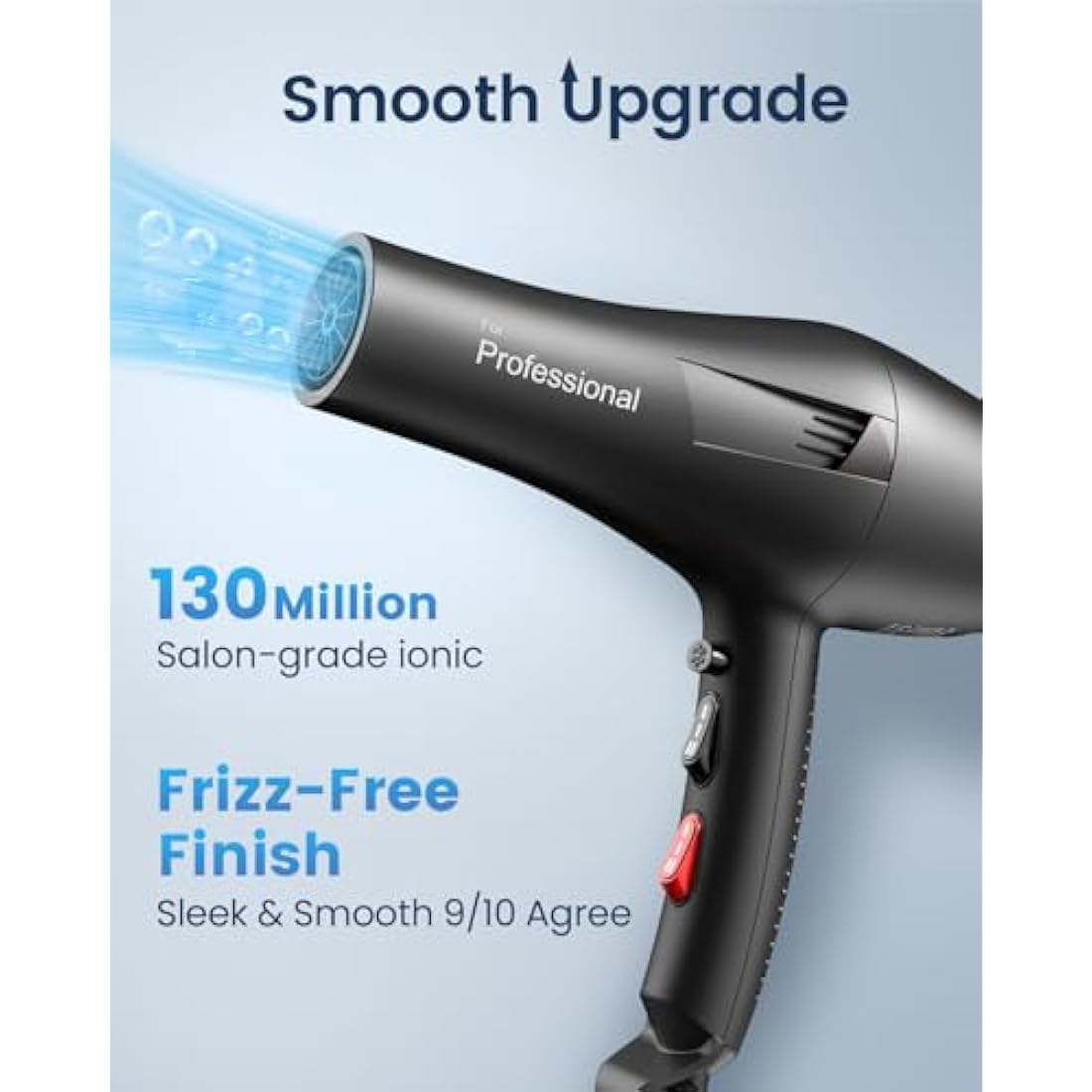 HappyGoo Hair Dryer Professional Ionic Hairdryer Fast Drying Salon with 2 Speed 3 Heat Setting, Cool Button, with Diffuser, Nozzle, Concentrator Comb for Women Man