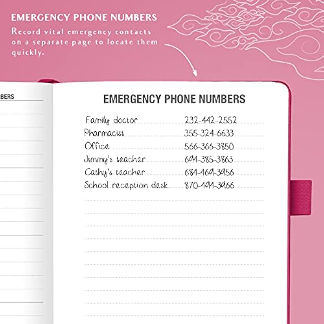 Legend Planner Address Book with Alphabetical Tabs – Mini Telephone Contacts Book for Phone Numbers, Addresses, Passwords, Small (Hot Pink)