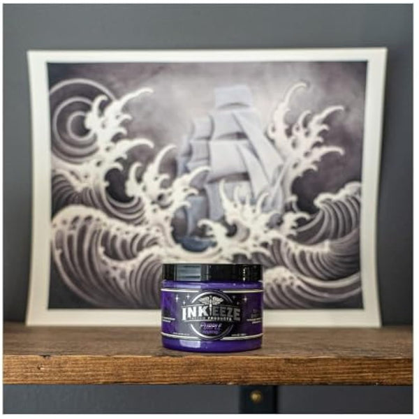 INK-EEZE Purple Glide Tattoo Ointment – Non-Petroleum, Essential Oil Infused Formula - For Artist and Aftercare - Vegan, Cruelty Free - 6oz jar