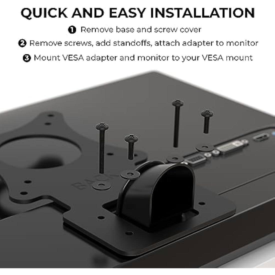 HumanCentric VESA Mount Adapter Compatible with LG Monitors 24MP58VQ, 24MP58VQ-P, 24MP59HT, 24MP59HT-P, and 24MP60VQ, Mounts Monitor to VESA Stand, Arm or Desk Mount with 75x75 or 100x100 mm Pattern