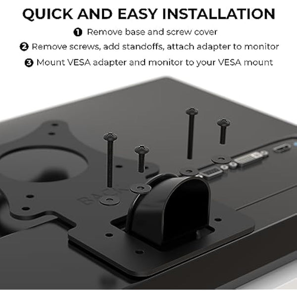 HumanCentric VESA Mount Adapter Compatible with LG Monitors 24MP58VQ, 24MP58VQ-P, 24MP59HT, 24MP59HT-P, and 24MP60VQ, Mounts Monitor to VESA Stand, Arm or Desk Mount with 75x75 or 100x100 mm Pattern
