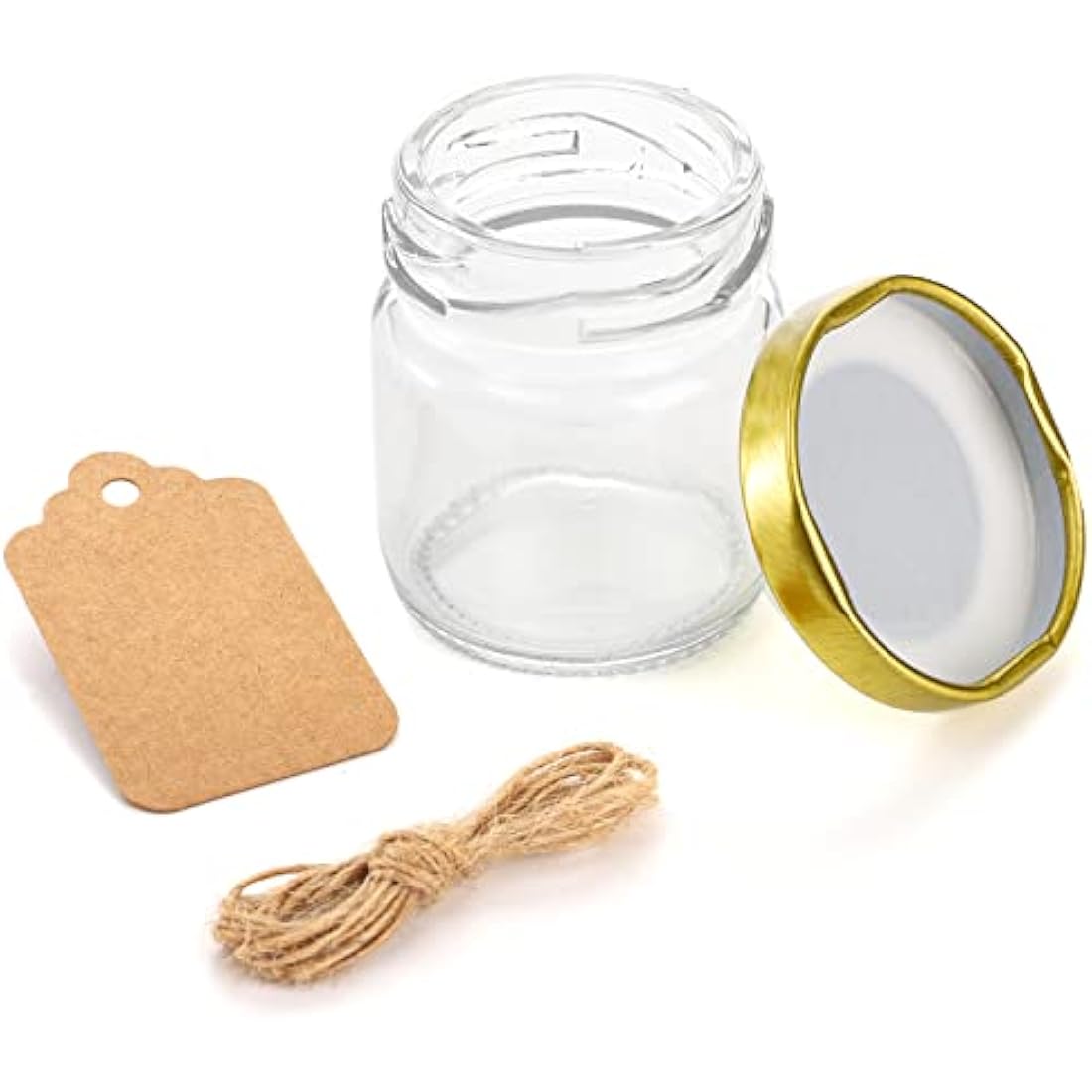 Kingrol 60 Pack Mini Glass Jars with Gold Screw Lids - 45ML Round Jars for Spices, Herbs, Jams, Crafts, Wedding Party Favors, Decor