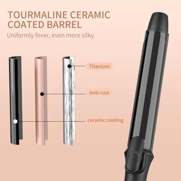 K&K Hair Curling Wand, 25mm Ceramic Titanium Barrel, Digital Display, 50-230°C, 60 Min Auto Shut Off (25mm)