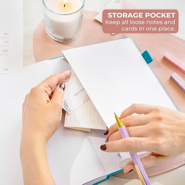 GoGirl Salon Appointment Book – Reservation Book for Beauty Salons, Spas, Hair Stylists, Estheticians – Appt Booking Planner, 18x25.5cm (Turquoise)