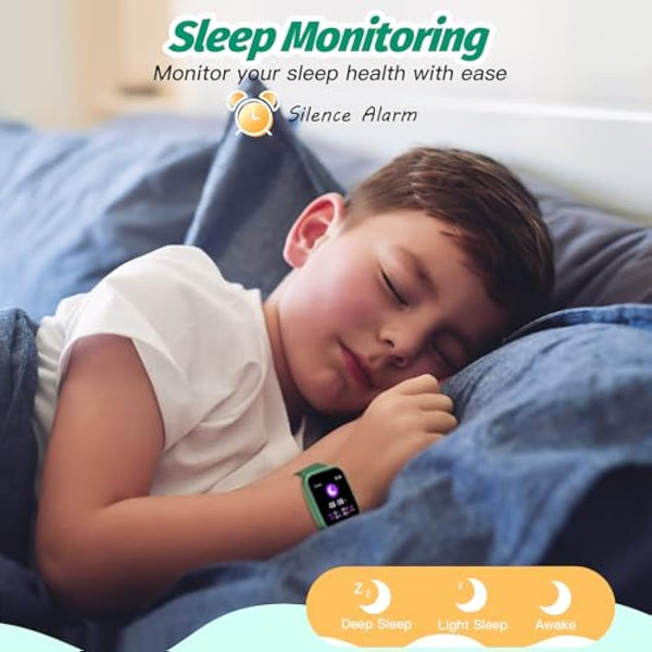 Kids Smart Watch for Boys,IP68 Waterproof Kids Fitness Tracker Watch with 1.5 Inch DIY Face,Heart Rate Sleep Monitor,19 Sport Modes,Calories Counter,Alarm Clock,Great Gifts for Children 6+ (Green)