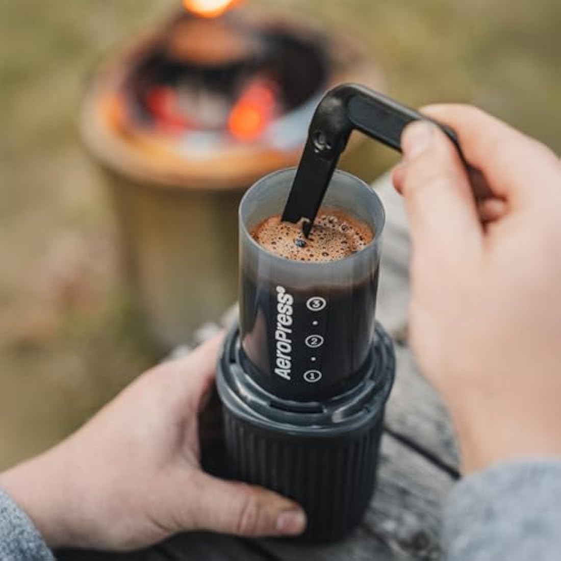 Aeropress Go Portable Travel Coffee Press Kit, 1-3 Cups in a Minute, Coffee, Espresso, & Cold Brew Maker, Manual Coffee Making Machine for Travel, Includes Mug & Lid, Grey