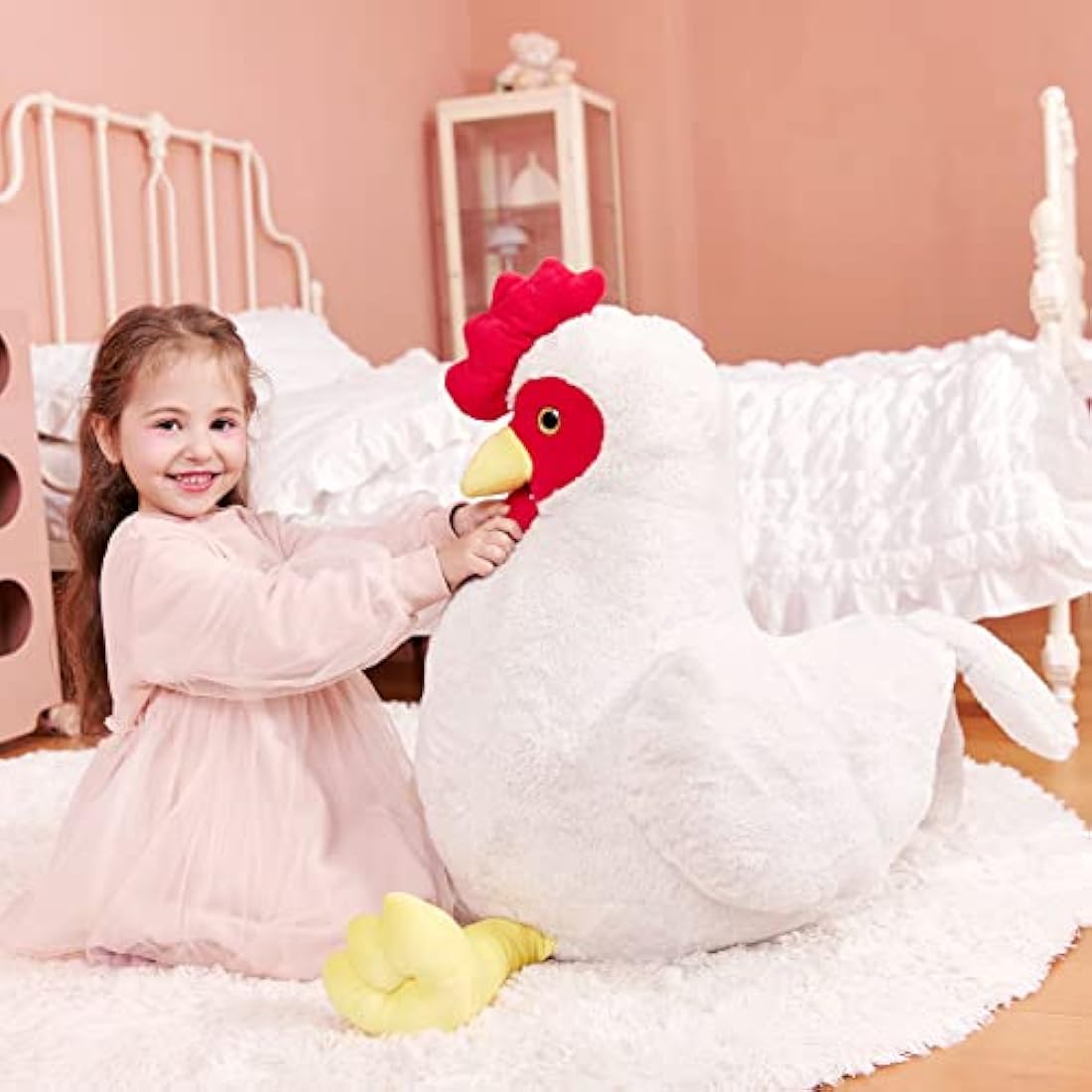 IKASA Giant Chicken Stuffed Animal Plush Toy,60cm Large Hen Henny Big Jumbo Soft Toys,Huge Size Cute Fluffy Plushy Fat Plushie,Gifts for Kids