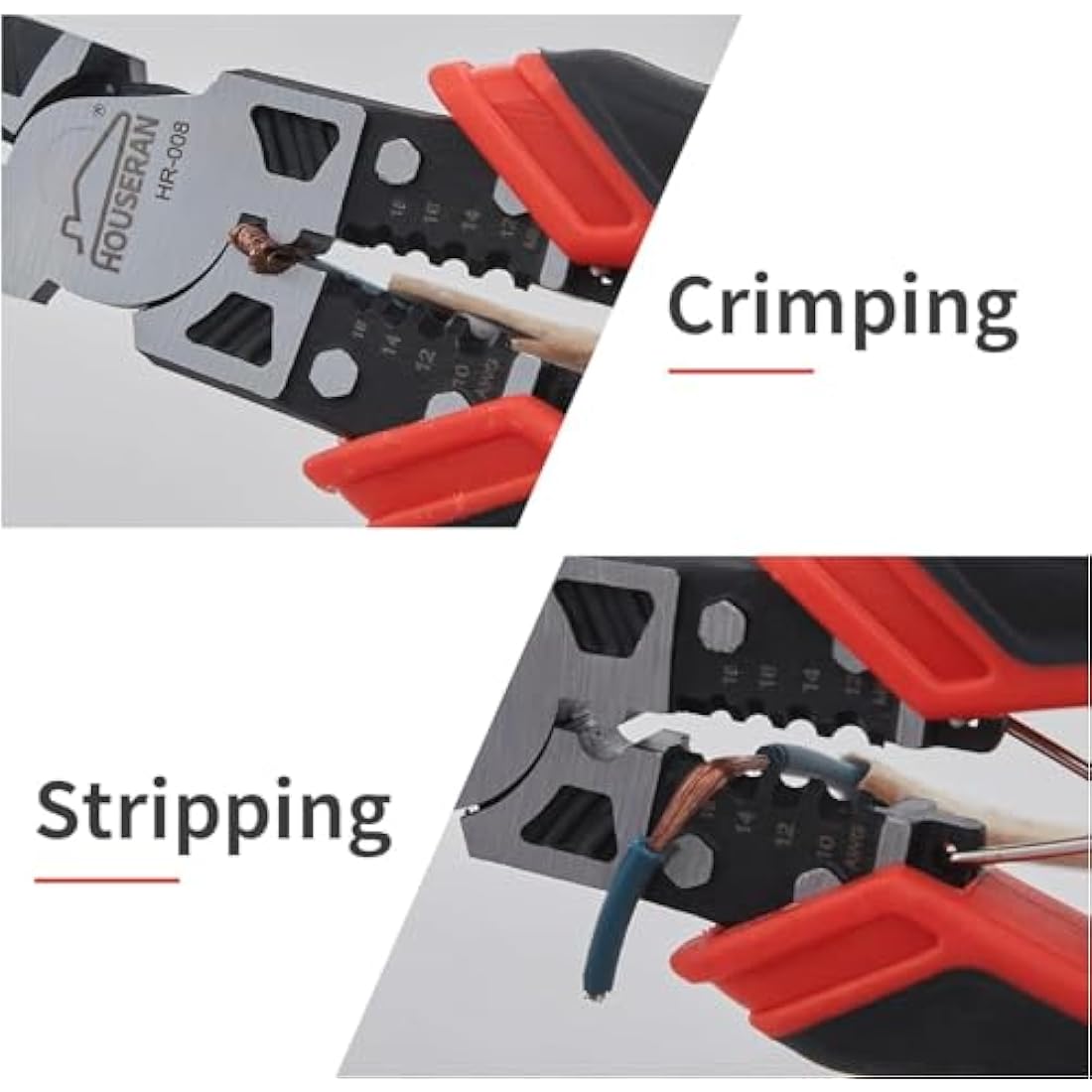 HOUSERAN 3-Piece Pliers Tool Set - 8.3” Needle Nose & Lineman Pliers, 7.5” Diagonal Cutters, Spring Loaded with Safety Lock