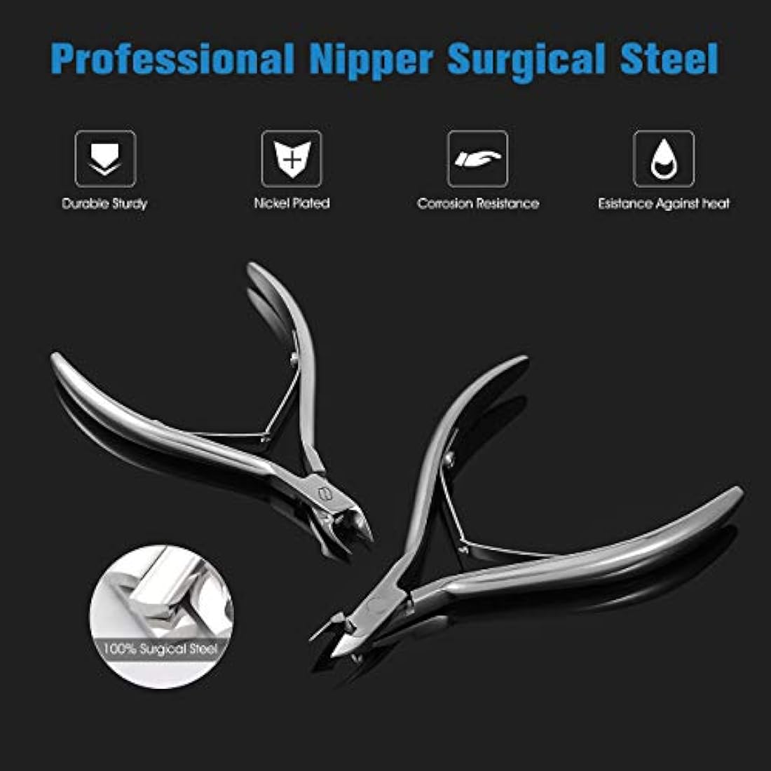 FERYES Cuticle Clipper Professional Manicure and Pedicure Cuticle Remover Tools, Medical Grade Stainless Steel, 5mm Jaw- 1 Piece (Silver)