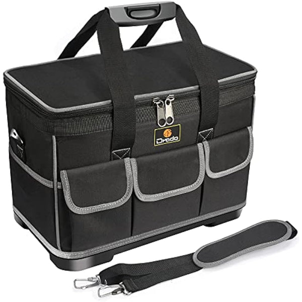 Drado Tool Bag Muti-Purpose Waterproof Tool Bag Organiser Tool Tote with Adjustable Shoulder Strap Black (40 x 23x 28cm)