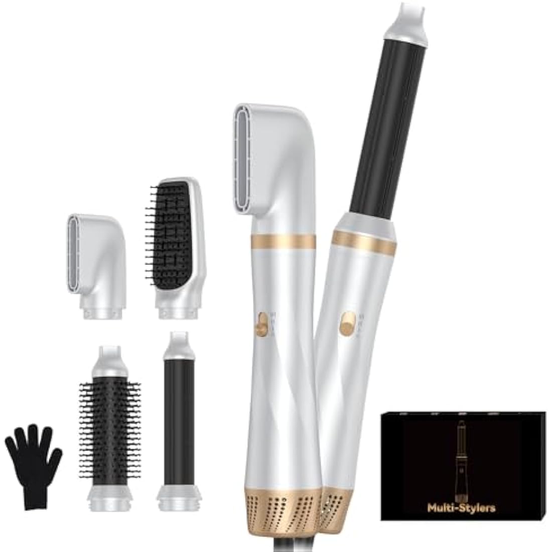 5 in 1 Air Styler – Magic Styler - Hair Dryer Brush – Multi use Styling Appliances - Thermal Wrap - for Curling, Straightening, Volumizing and Drying – Hair Curler – Ionic Technology (White)