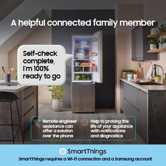 Samsung Classic Fridge Freezer, with Wine Shelf, Features Big Door Bin, All Around Cooling and SpaceMax Technologies, Silver, 7 Series, RB34C652ESA/EU