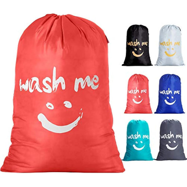 IHOMAGIC Laundry Bag Large Foldable Laundry Bag Washable Storage Bag with Nylon Rope Lightweight Portable Bag for Dirty Clothes Blanket 100L in Bedrooms, Hotels, Dorms, Travel, Orange