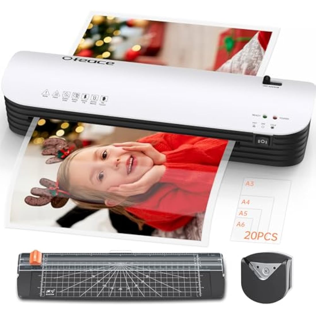 A3 Laminator, 5 in 1 Laminator Machine 13 Inches with 20 Laminating Pouches A3 A4 A5 A6, Cold and Thermal Laminating Machine with Paper Cutter and Corner Rounder, Fast Warm up and No Bubbles