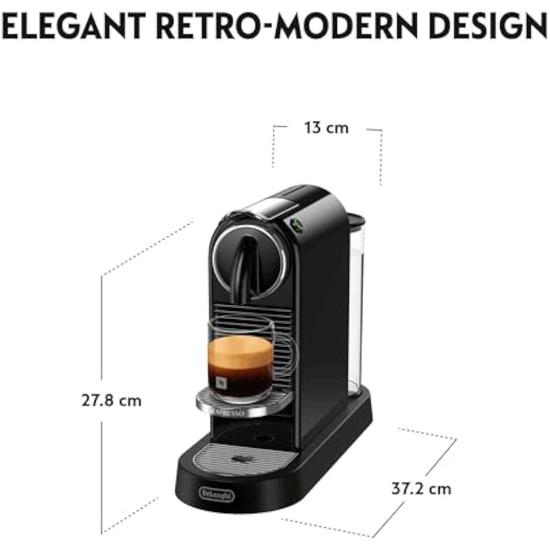 Nespresso Citiz Coffee Machine by De'Longhi for Original Coffee Pods, Italian Inspired Espresso, Quality Coffee, Starter Capsule Set Included, EN167.B, Black