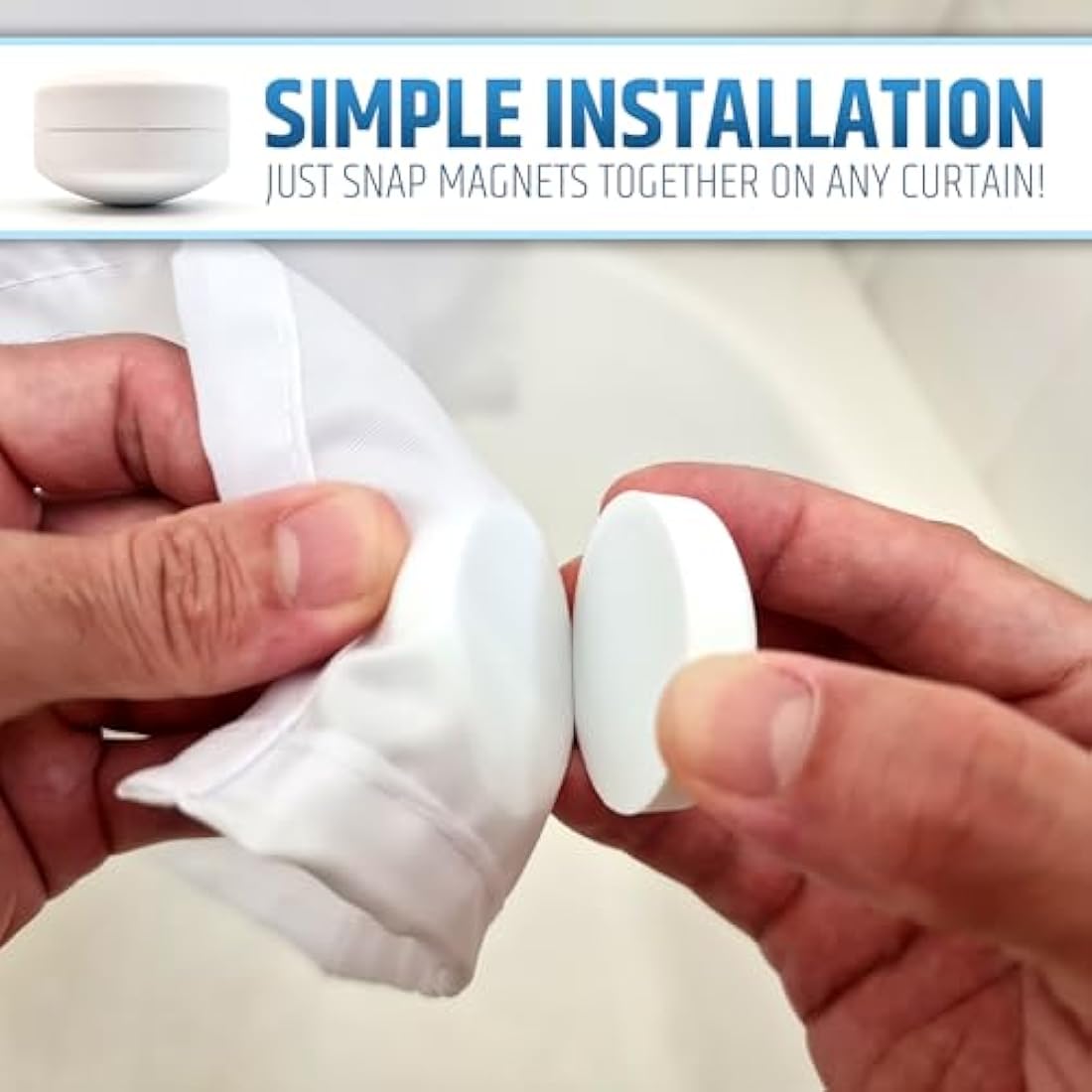 Powerful Anti-Billowing Magnetic Shower Curtain Weights for Splash-Free Bath Experience - 360° Silicone Wrapped - Will Never Rust - Heavy Magnets Prevent Curtain Liners from Blowing | 8 Pairs | White