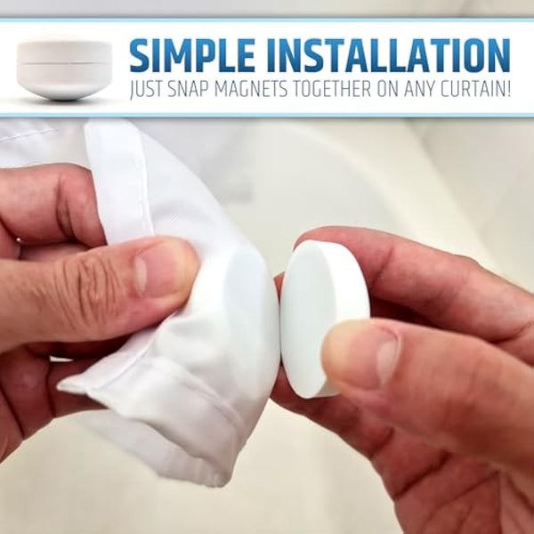 Powerful Anti-Billowing Magnetic Shower Curtain Weights for Splash-Free Bath Experience - 360° Silicone Wrapped - Will Never Rust - Heavy Magnets Prevent Curtain Liners from Blowing | 8 Pairs | White