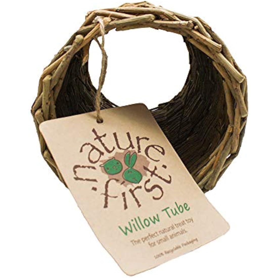 Happy Pet Small Willow Tube for Small Animals 100% Natural Gnawing Nibbling Interactive Lightweight Indoor Long Lasting Pet Treat Hideaway Toy