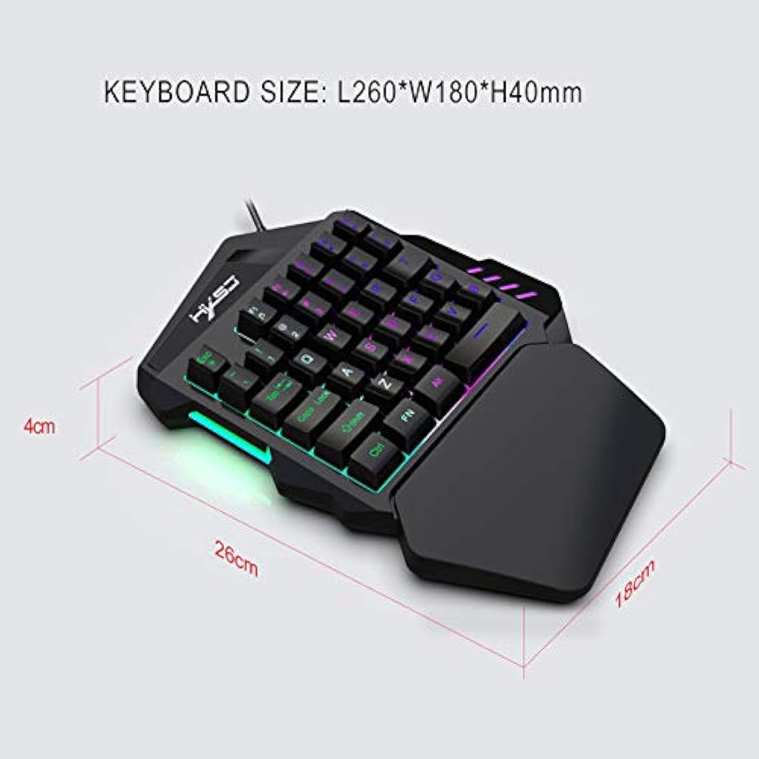 Docooler Single Handed Gaming Keyboard and Mouse Combo LED Backlight Wired Gaming Mouse with Breathing Light 5500 Movement Speed 7 Button from HXSJ