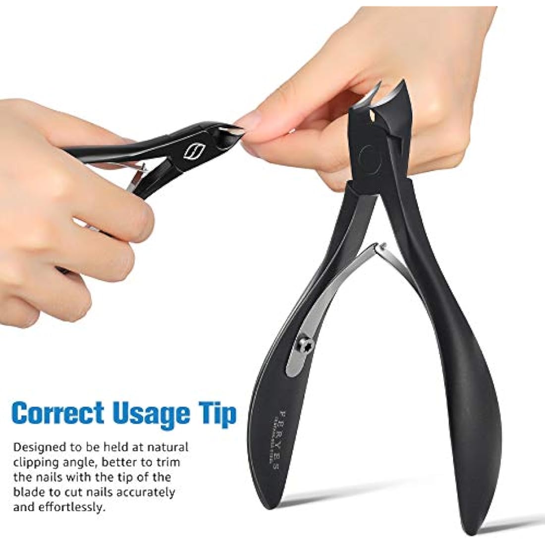 FERYES Toenail Clippers for Thick Nails, Toe Nail Clippers for Ingrown Hard Toe Nail Fingernail - Large Handle Stainless Steel Olecranon Fingernail Clipper, Black